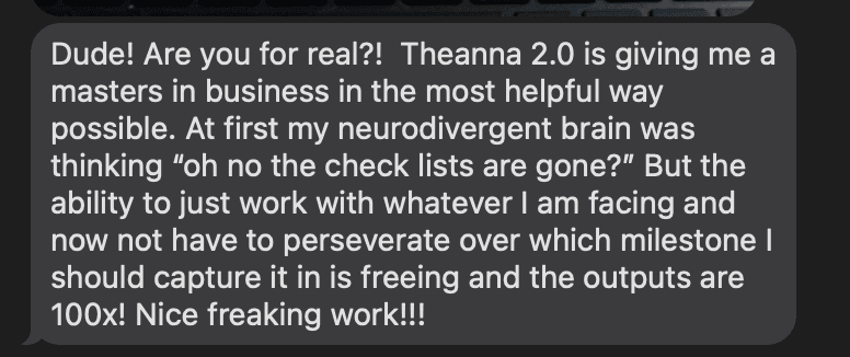 Founder testimonial: Theanna 2.0 is giving me a masters in business