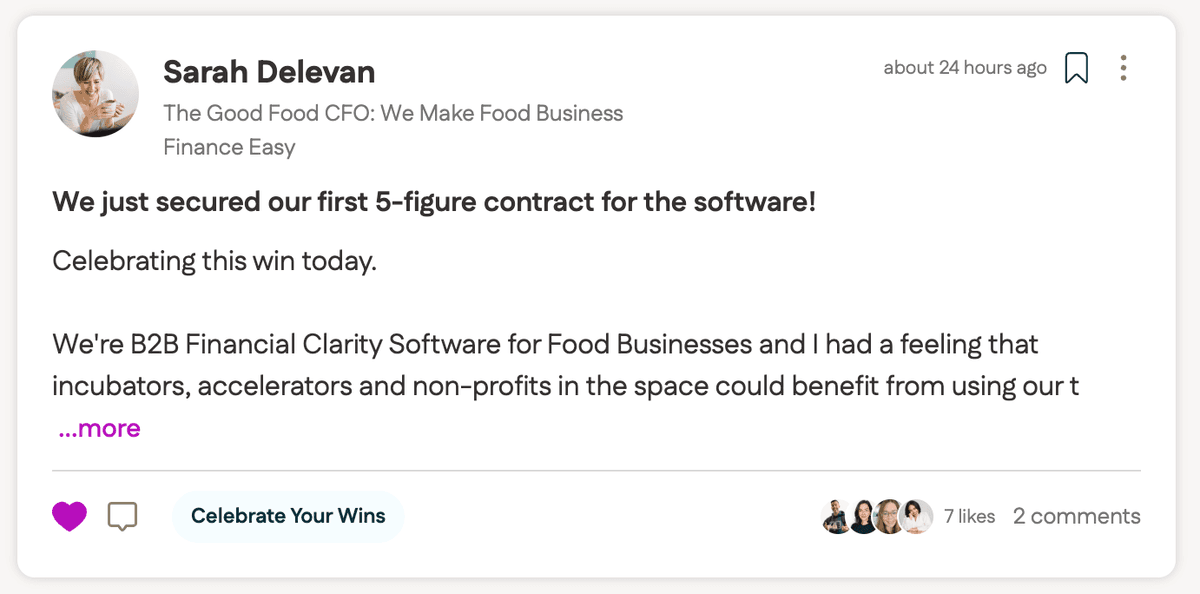 Sarah Delevan celebrating her first 5-figure contract