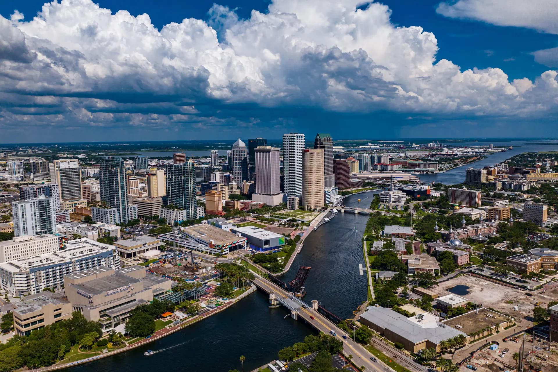 Downtown Tampa and the Hillsborough River from above